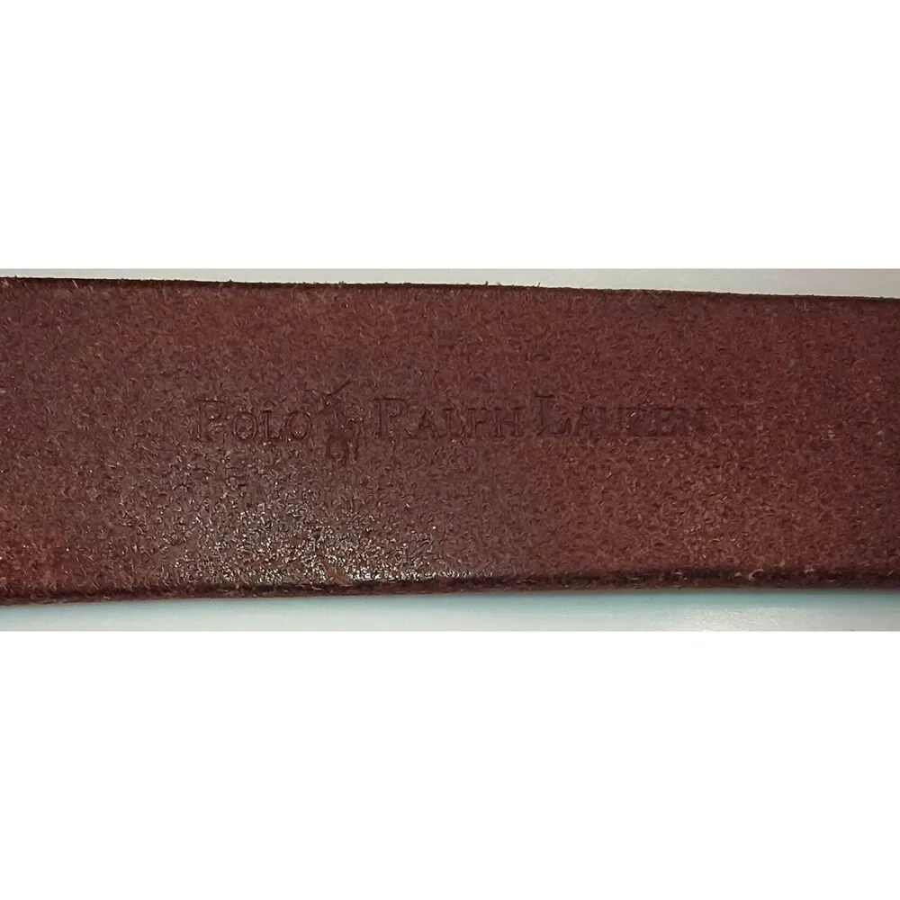 Polo Ralph Lauren genuine leather belt James Reid Ltd silver tone buckle 1997 st